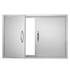 VEVOR BBQ Access Door, 35W x 24H Inch Double Outdoor Kitchen Door, Stainless Steel Flush Mount Door, Wall Vertical Door