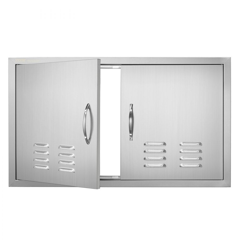 VEVOR BBQ Access Door, 36W x 21H Inch Double Outdoor Kitchen Door, Stainless Steel Flush Mount Door, Wall Vertical Door