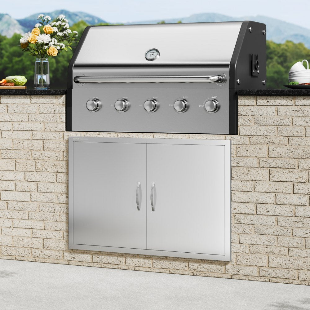 VEVOR BBQ Access Door, 39W x 26H Inch Double Outdoor Kitchen Door, Stainless Steel Flush Mount Door, Wall Vertical Door