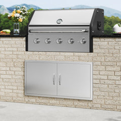 VEVOR BBQ Access Door, 42W x 21H Inch Double Outdoor Kitchen Door, Stainless Steel Flush Mount Door, Wall Vertical Door