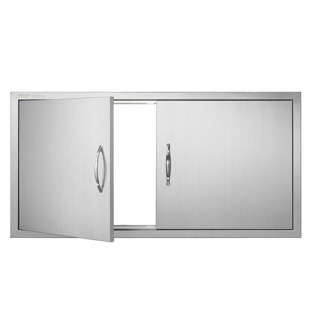 VEVOR BBQ Access Door, 42W x 21H Inch Double Outdoor Kitchen Door, Stainless Steel Flush Mount Door, Wall Vertical Door