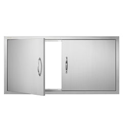 VEVOR BBQ Access Door, 42W x 21H Inch Double Outdoor Kitchen Door, Stainless Steel Flush Mount Door, Wall Vertical Door