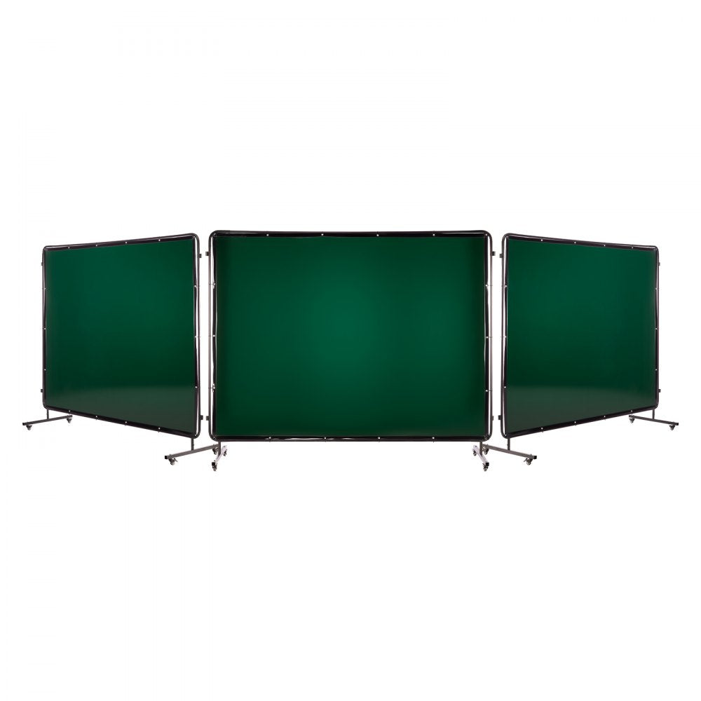 VEVOR Welding Screen with Frame, 3-Panel 6 x 8 FT Welding Curtain Screen, Flame-Resistant Vinyl Safety Protection