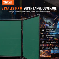 VEVOR Welding Screen with Frame, 6' x 6' 3 Panel Welding Curtain Screens, Flame-Resistant Vinyl Welding Protection