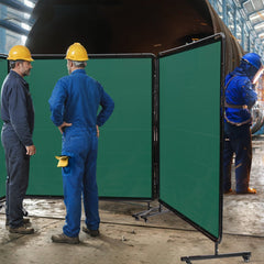 VEVOR Welding Screen with Frame, 6' x 6' 3 Panel Welding Curtain Screens, Flame-Resistant Vinyl Welding Protection