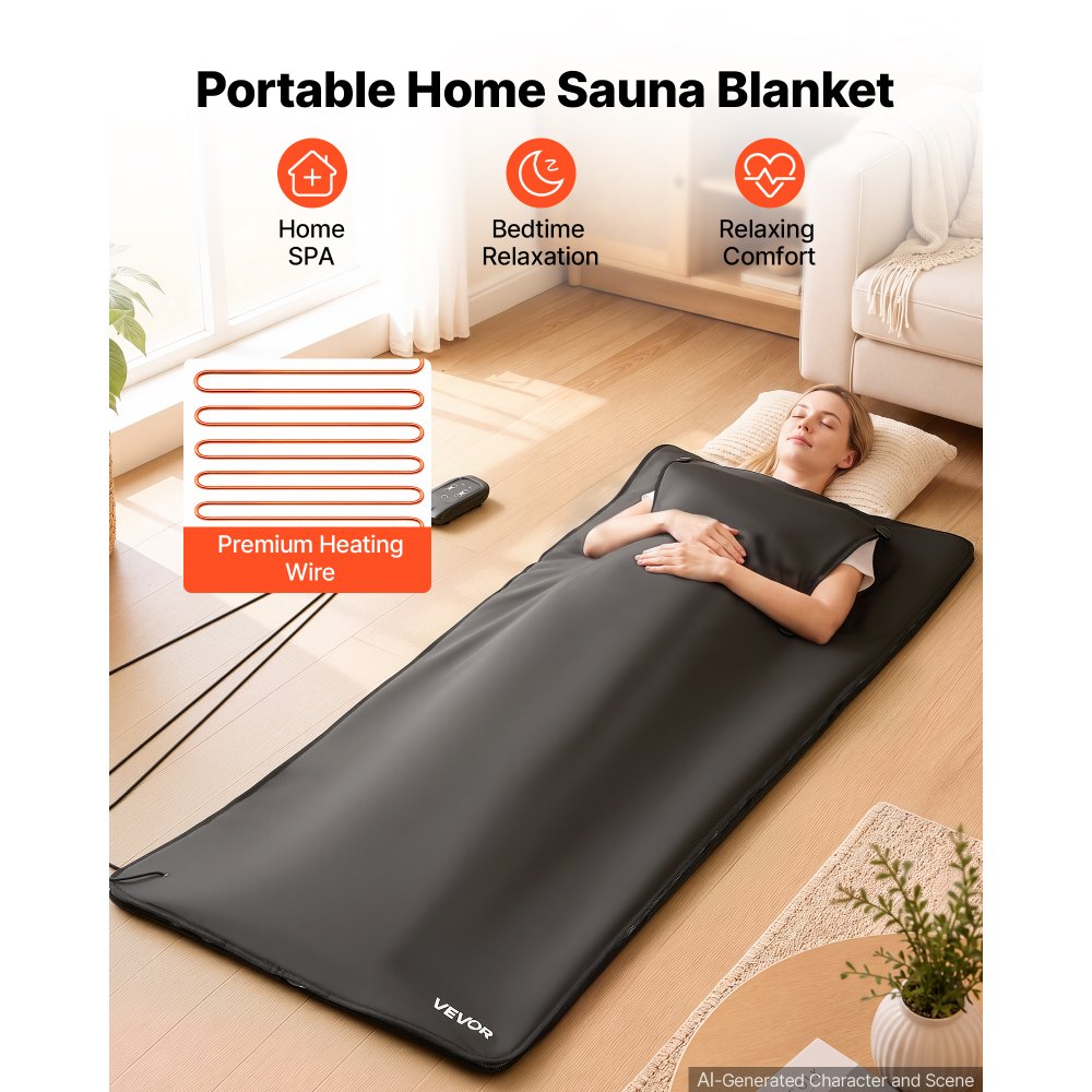 VEVOR Infrared Sauna Blanket with Armholes, 71 x 32 in Portable Sauna Bag, Even Heating for Home Detox & Relaxation