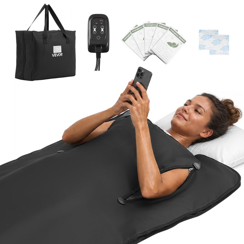 VEVOR Infrared Sauna Blanket with Armholes, 71 x 32 in Portable Sauna Bag, Even Heating for Home Detox & Relaxation