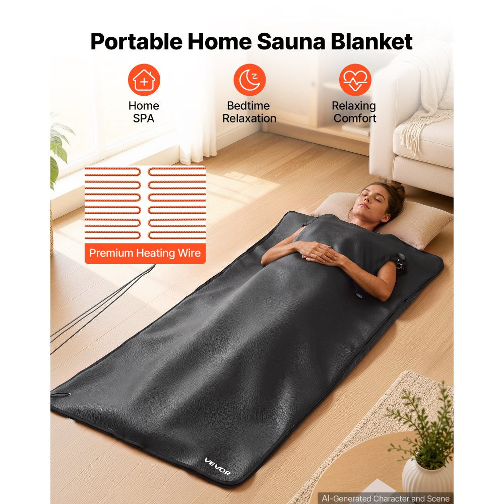 VEVOR Infrared Sauna Blanket with Armholes, 71 x 35 in Portable Sauna Bag, Even Heating for Home Detox & Relaxation