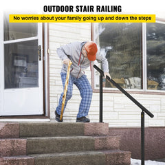 VEVOR Outdoor Stair Railing Kit, 5 FT Handrails 0-5 Steps, Adjustable Angle Black Aluminum Stair Hand Rail for The