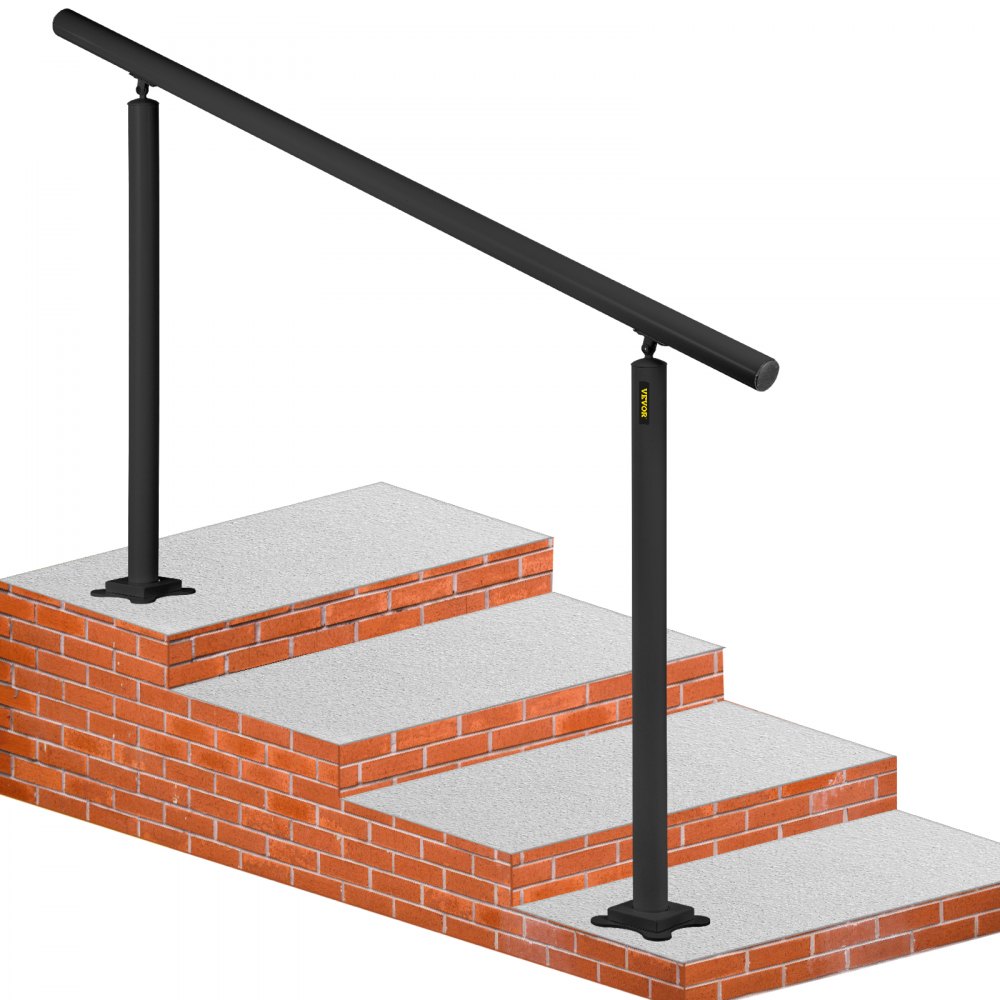 VEVOR Outdoor Stair Railing Kit, 5 FT Handrails 0-5 Steps, Adjustable Angle Black Aluminum Stair Hand Rail for The
