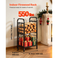 VEVOR Firewood Rack 15.75 Inch Heavy Duty Indoor Fire Wood Storage Holder, for Fireplace Patio Deck, 550 lbs Load