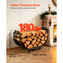VEVOR Firewood Rack 31.69 Inch Heavy Duty Indoor Fire Wood Storage Holder, for Fireplace Patio Deck, 180 lbs Load