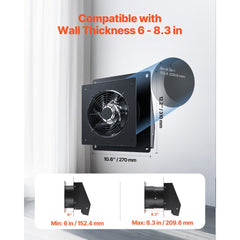 VEVOR 6 inch Through-The-Wall Ventilation Fan, 205 CFM Through Wall Exhaust Fan with AC Motor, Quiet Vent Easy