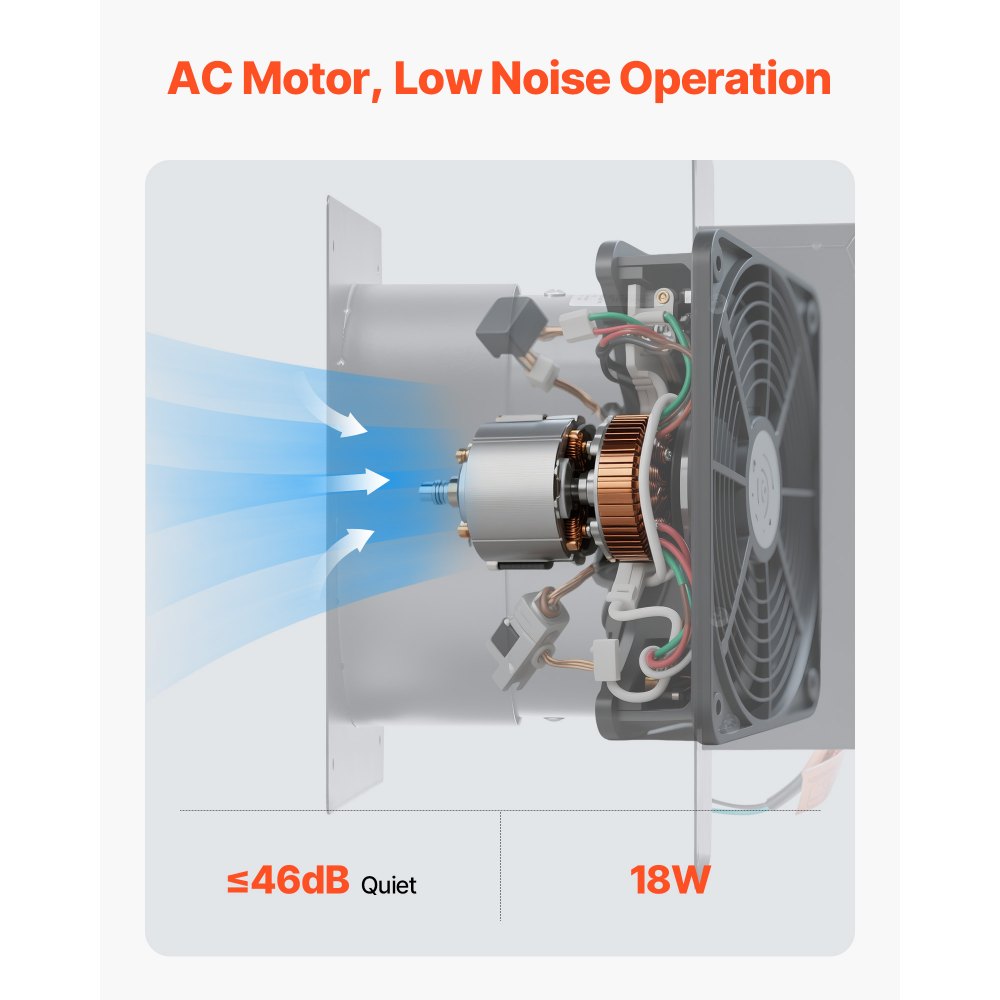 VEVOR 6 inch Through-The-Wall Ventilation Fan, 205 CFM Through Wall Exhaust Fan with AC Motor, Quiet Vent Easy
