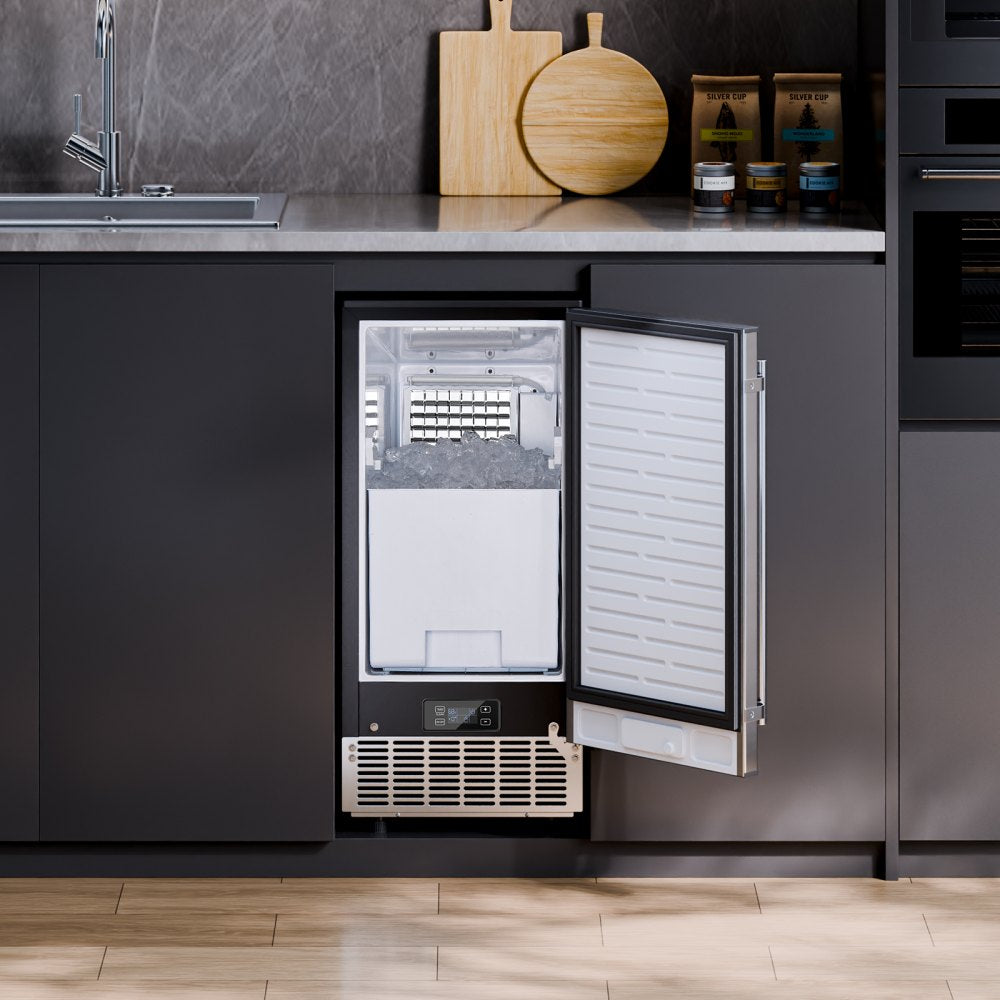 VEVOR Undercounter Built-in Ice Maker, 80 Lbs/Day Under Counter Ice Maker Machine with Reversible Door Stainless Steel