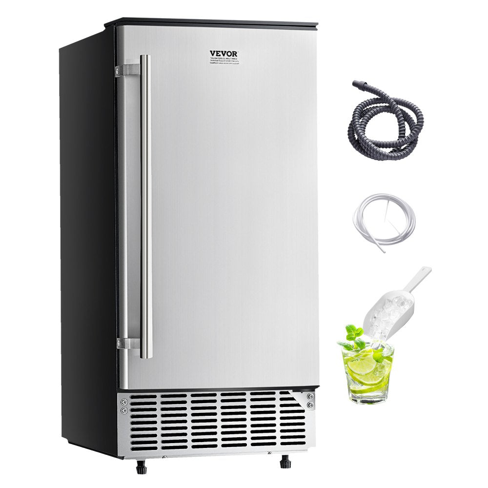VEVOR Undercounter Built-in Ice Maker, 80 Lbs/Day Under Counter Ice Maker Machine with Reversible Door Stainless Steel