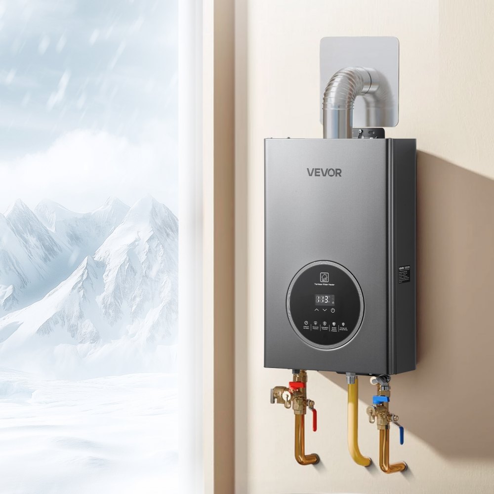 VEVOR Gas Tankless Water Heater, 4.3Gal Indoor 100000 BTU Instant Hot Water Heater, Smart Temperature Control & Clear