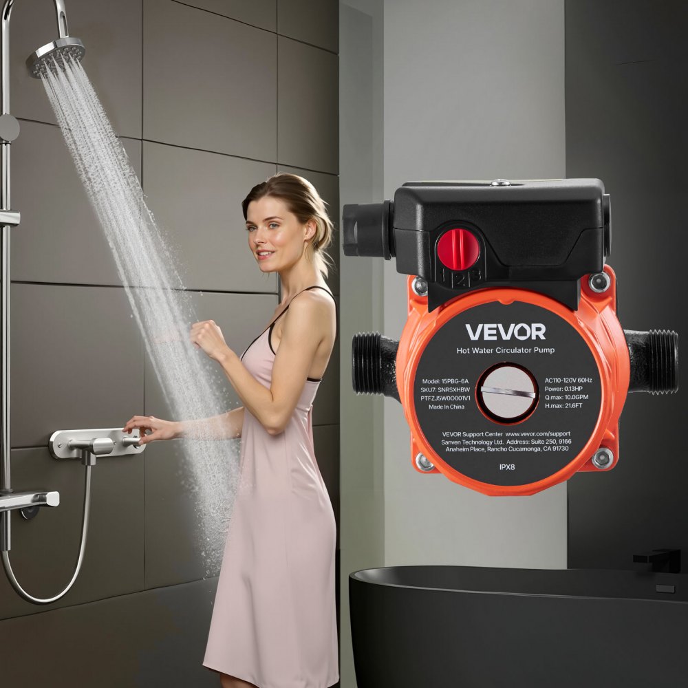 VEVOR Hot Water Recirculating Pump, 10 GPM, Instant Circulation Circulator Pump System, 3-Speed Control, 0.13 HP