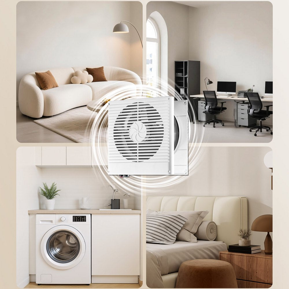 VEVOR 7.5-Inch Room to Room Fan, Through Wall Fan with AC Motor & Bi-directional Adjustable Wind, 180 CFM Ventilation