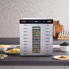 VEVOR Food Dehydrator Machine, 10 Stainless Steel Trays, 1000W Electric Food Dryer with Digital Adjustable Timer &