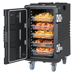 VEVOR Insulated Food Pan Carrier, 127 Qt Non-Electrical Food Warmer, with Swivel Wheel & 304 Stainless Steel Latch