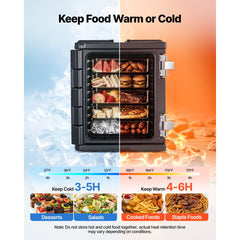 VEVOR Insulated Food Pan Carrier, 82 Qt Non-Electrical Food Warmer, with Wheel & 304 Stainless Steel Latch, LLDPE