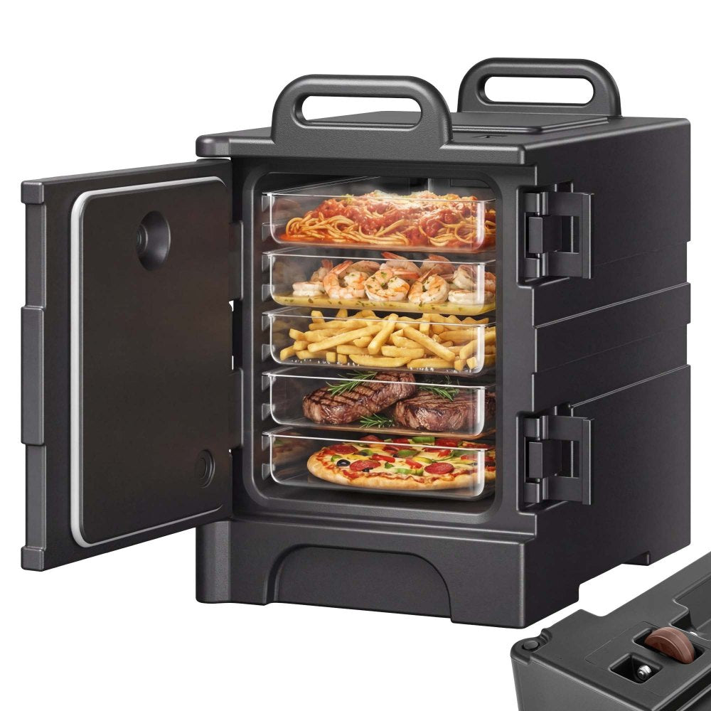 VEVOR Insulated Food Pan Carrier, 81 Qt Hot Box for Catering, Food Box Carrier with Double Buckles, Front Loading Food