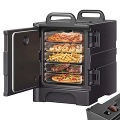 VEVOR Insulated Food Pan Carrier, 81 Qt Hot Box for Catering, Food Box Carrier with Double Buckles, Front Loading Food