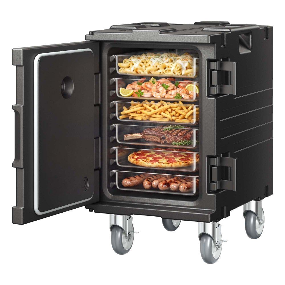 VEVOR Insulated Food Pan Carrier, 95 Qt Hot Box for Catering, Food Box Carrier with Buckle, Front Loading Food Warmer