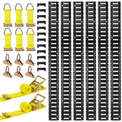 VEVOR E-Track Tie-Down Rail Kit, 6 Pack 5 ft E Track Rails, 26 Pcs Includes 2 Ratchet Straps & 6 O-Rings & 6 Tie-Offs