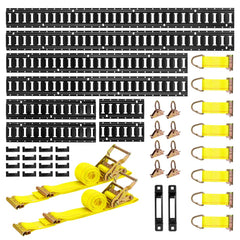 VEVOR E-Track Tie-Down Rail Kit, 8 Pack (5ft+4ft+2ft+1ft) E Track Rails, 36 Pcs Includes 2 Ratchet Straps & 8 O-Rings &