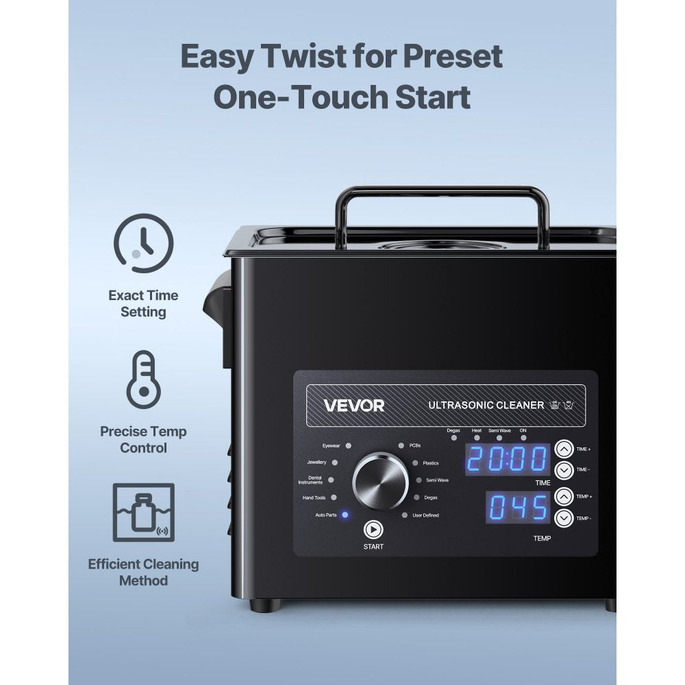 VEVOR 3L Ultrasonic Cleaner, Professional Ultrasonic Cleaner Machine with Knob Control, Stainless Steel Cleaning