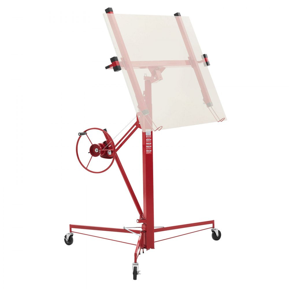 VEVOR 11ft Drywall Lift, Heavy-Duty 150 lbs Sheetrock Hoist with Adjustable Telescoping Arm, Lockable Wheels, Drywall