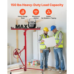 VEVOR 16ft Drywall Lift, Heavy-Duty 150 lbs Sheetrock Hoist with Adjustable Telescoping Arm, Lockable Wheels, Drywall