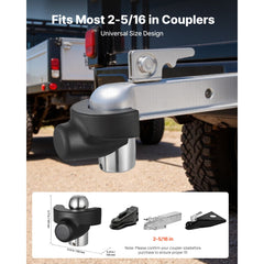 VEVOR Trailer Hitch Lock, Compatible with 2-5/16 in Couplers, Heavy-Duty Anti-Theft Trailer Ball Lock with 3 Keys