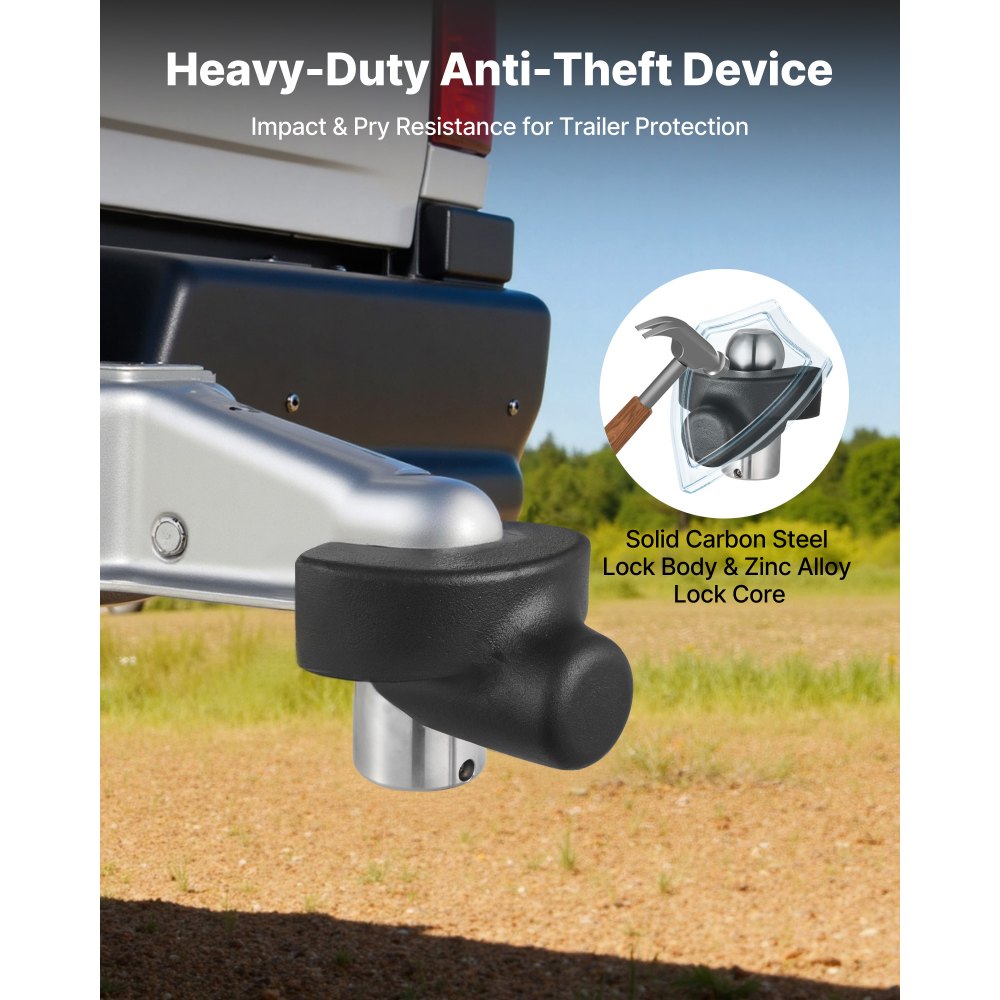 VEVOR Trailer Hitch Lock, Compatible with 2-5/16 in Couplers, Heavy-Duty Anti-Theft Trailer Ball Lock with 3 Keys