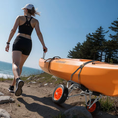 VEVOR Kayak Cart, 250 lbs Load Capacity, Foldable Kayak Trolley with 10-inch Solid Rubber Tires & 1 Ratchet Strap