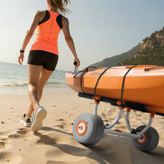 VEVOR Kayak Cart, 350 lbs Load Capacity, Kayak Trolley with 12-inch Inflatable PU Tires & 2 Straps, Assembles &