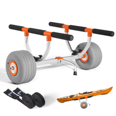 VEVOR Kayak Cart, 350 lbs Load Capacity, Kayak Trolley with 12-inch Inflatable PU Tires & 2 Straps, Assembles &
