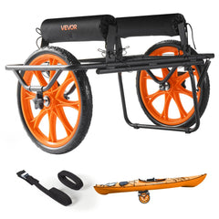 VEVOR Kayak Cart, 330 lbs Load Capacity, Canoe Cart Dolly with 15-inch Solid Rubber Tires & Kickstand, Assembles &