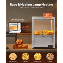 VEVOR Commercial Nacho Chip Warmer, 85QT Chip Warmer Machine with Heating Base and Warming Light, Nacho Machine with
