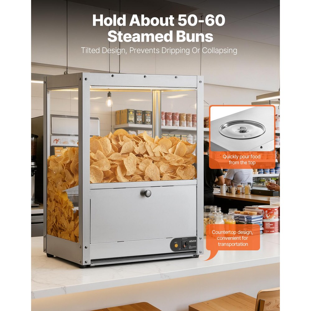VEVOR Commercial Nacho Chip Warmer, 85QT Chip Warmer Machine with Heating Base and Warming Light, Nacho Machine with