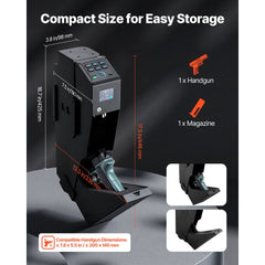 VEVOR Gun Safe, Slider Handgun Gun Safe with Screen, Fingerprint/Password/Key, 3-Way Quick Access Firearm Case Box with