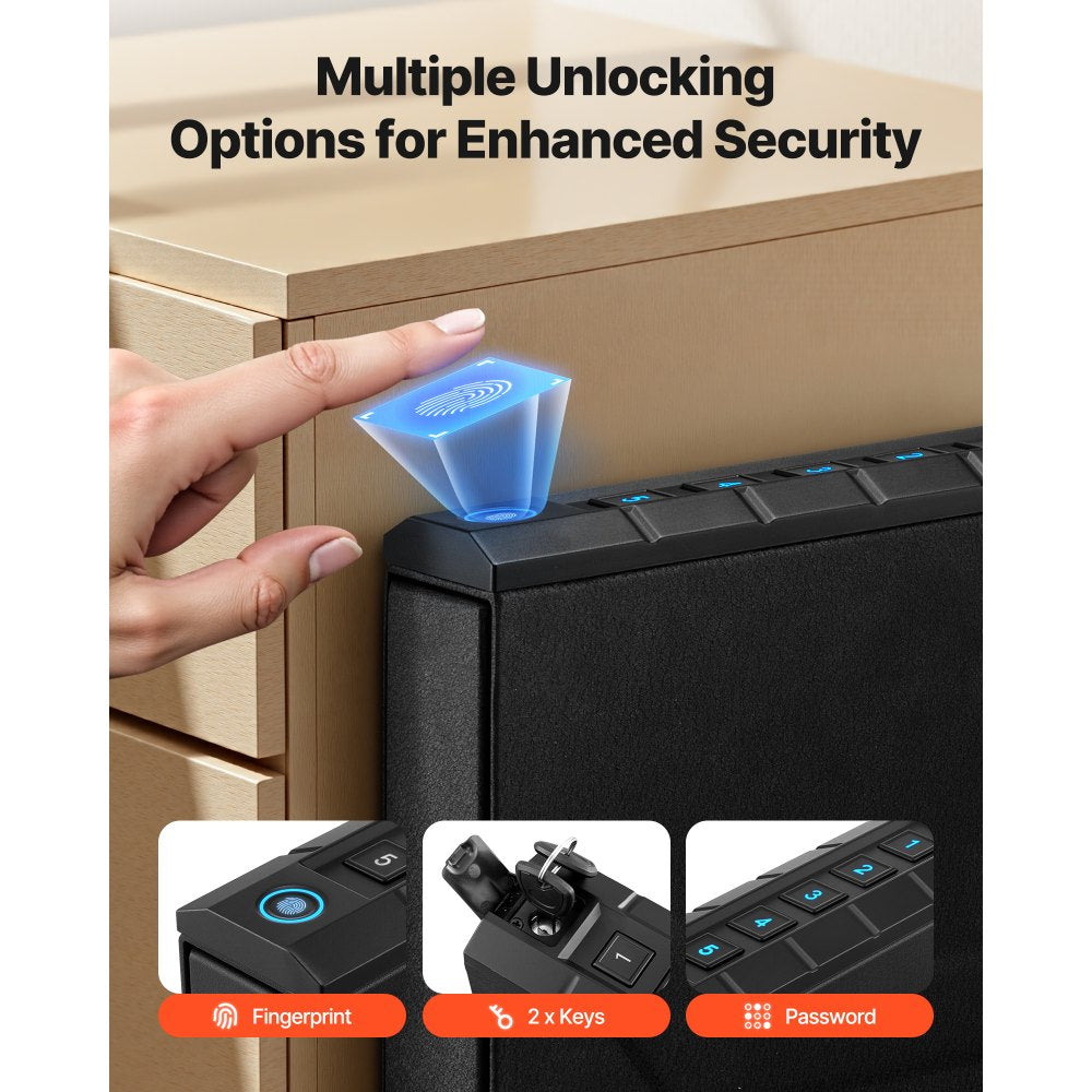 VEVOR Gun Safe, Slider Handgun Gun Safe with Fingerprint/Password/Key, 3-Way Quick Access Firearm Case Box with