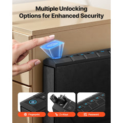 VEVOR Gun Safe, Slider Handgun Gun Safe with Fingerprint/Password/Key, 3-Way Quick Access Firearm Case Box with