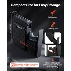 VEVOR Gun Safe, Slider Handgun Gun Safe with Fingerprint/Password/Key, 3-Way Quick Access Firearm Case Box with