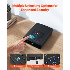 VEVOR Gun Safe, Pistol Handgun Drawer Safe with Fingerprint/Password/Key, 3-Way Quick Access Firearm Case Drawer with