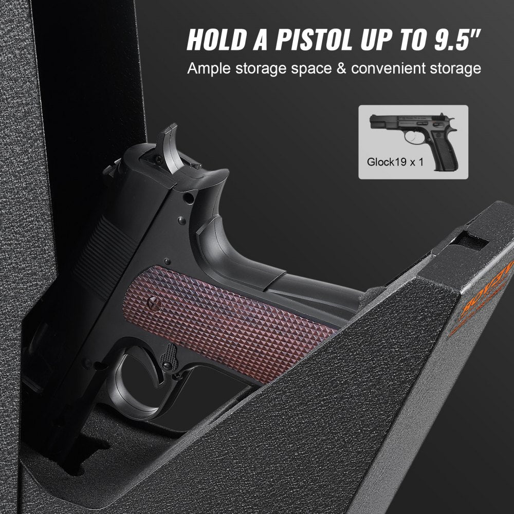 VEVOR Mounted Gun Safe for Pistols, Biometric Gun Safe with Three Quick Access Ways of Fingerprints, Passwords and