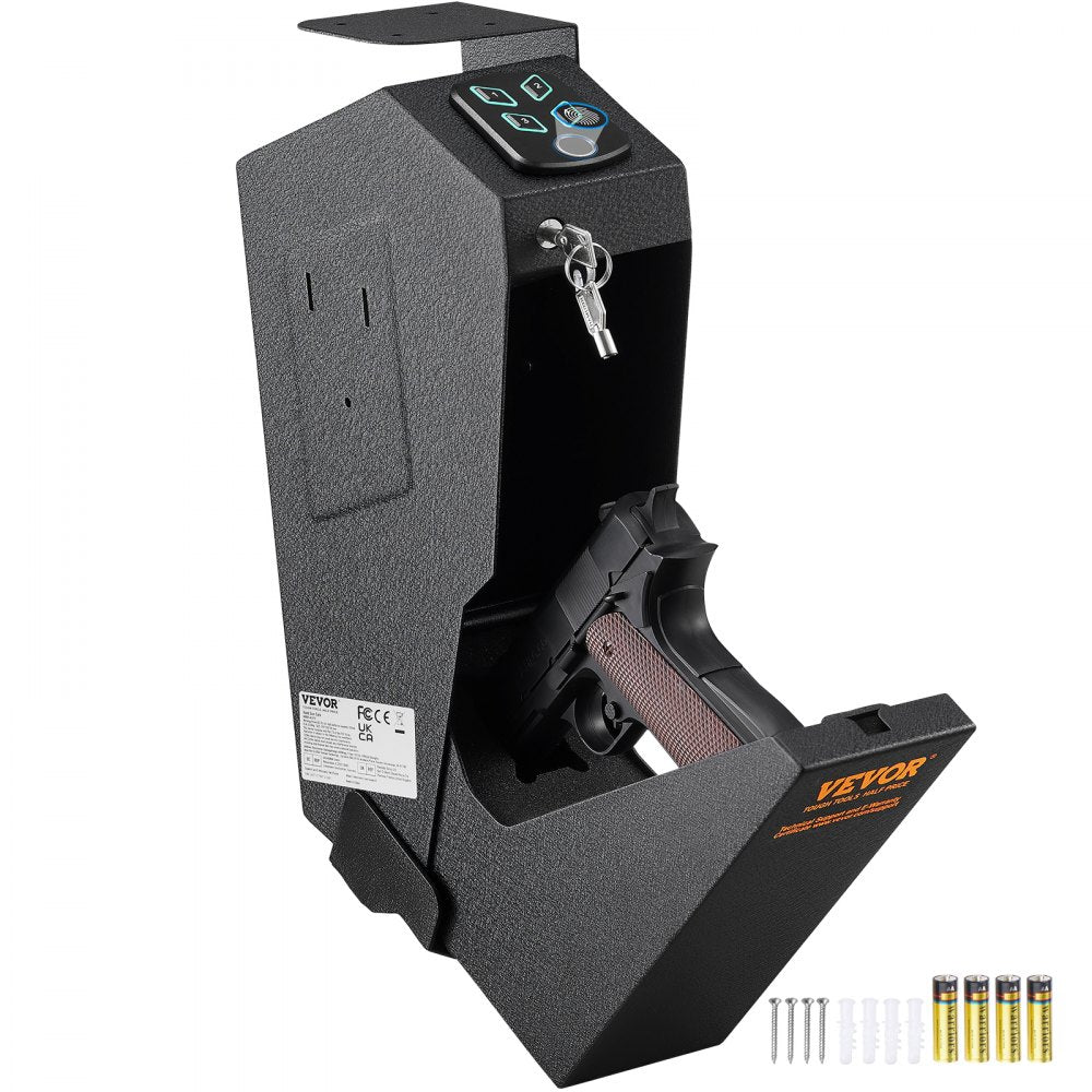 VEVOR Mounted Gun Safe for Pistols, Biometric Gun Safe with Three Quick Access Ways of Fingerprints, Passwords and