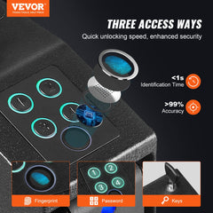 VEVOR Mounted Gun Safe for Pistols, Biometric Gun Safe with Three Quick Access Ways of Fingerprints, Passwords and